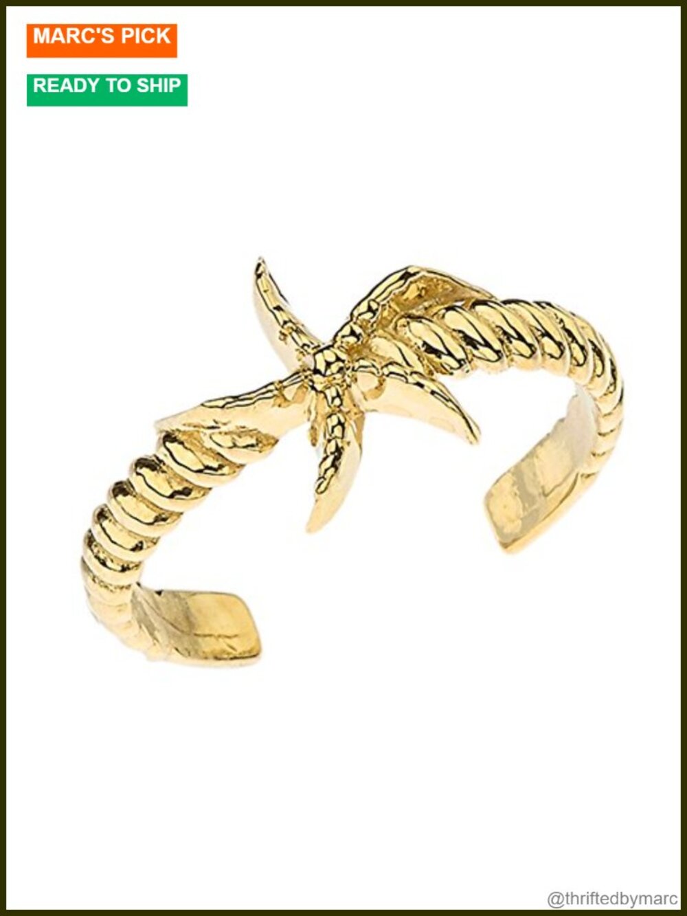 Solid 10k Yellow Gold Starfish Rope Toe Ring - Handcrafted Fine Jewelry Gift